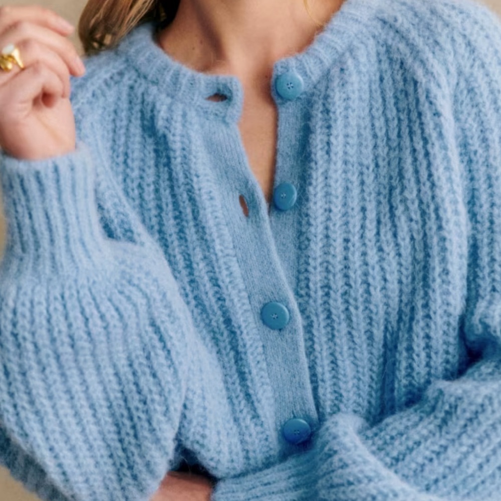 Sezane Emilie Iceberg Blue Cardigan